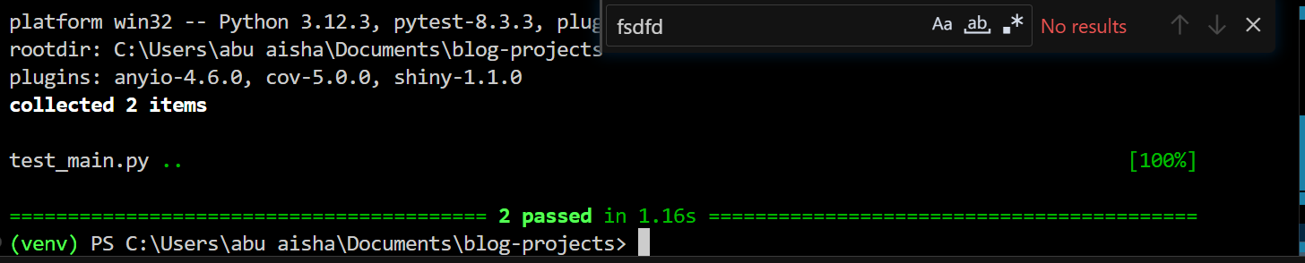 image showing all python shiny unit tests passed